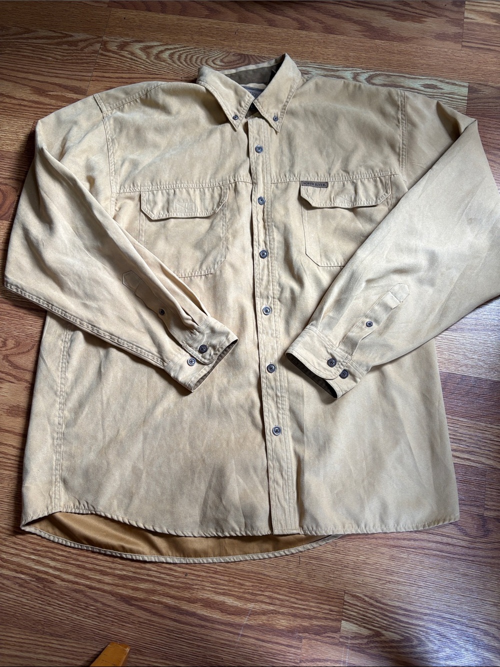 North River Men's Lightweight Tan Button-Front Shirt Jacket
